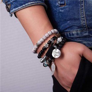 4 Pack Bohemian Bracelet Set for Women Girls Multilayer Stretch Stackable